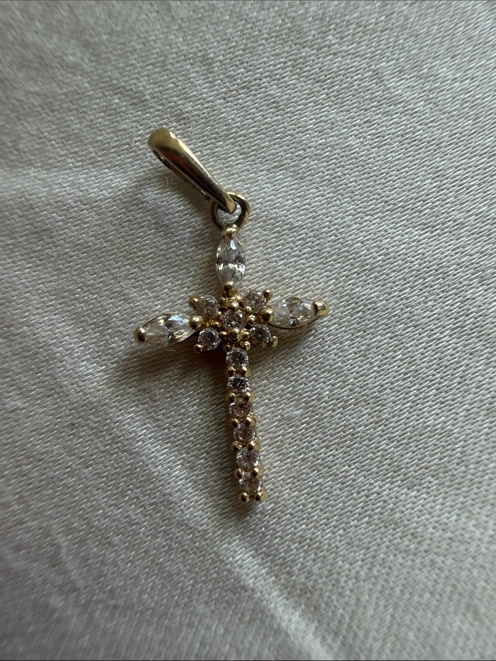 10k Mini Cross CZ Charm